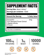 BulkSupplements Zeaxanthin Powder nutrition label detail
