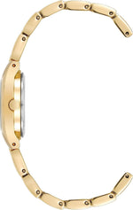 Anne Klein gold and black analog watch dial close-up