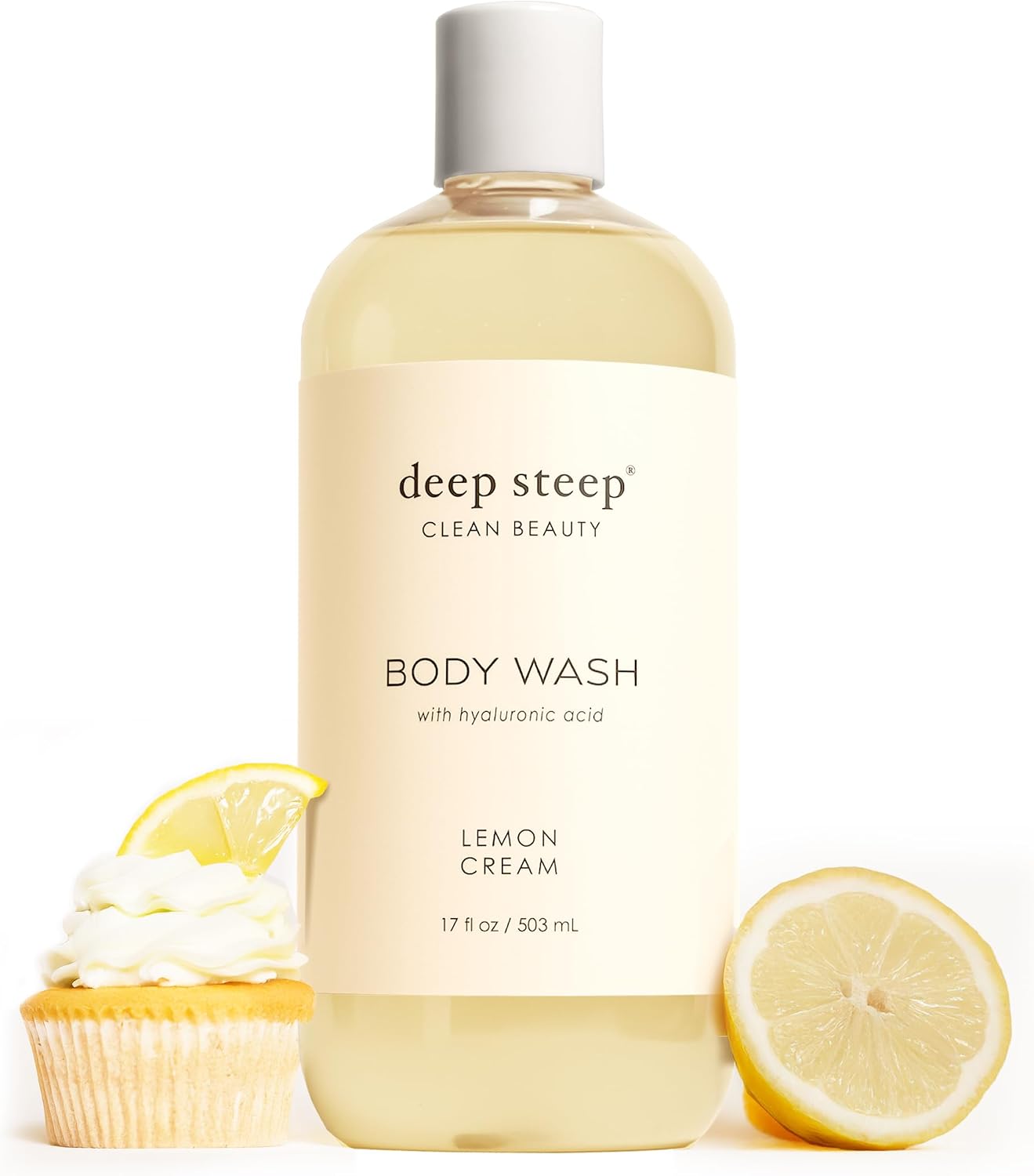 Deep Steep lemon cream body wash front view bottle container
