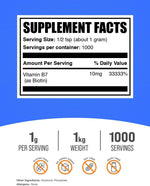 BulkSupplements Vitamin B7 clean white powder texture close up view