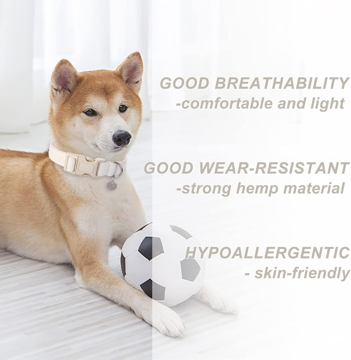 Dogwong cotton linen dog collar texture display