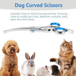 Merkloos professional cat grooming scissors showing the built-in handle silencer component.
