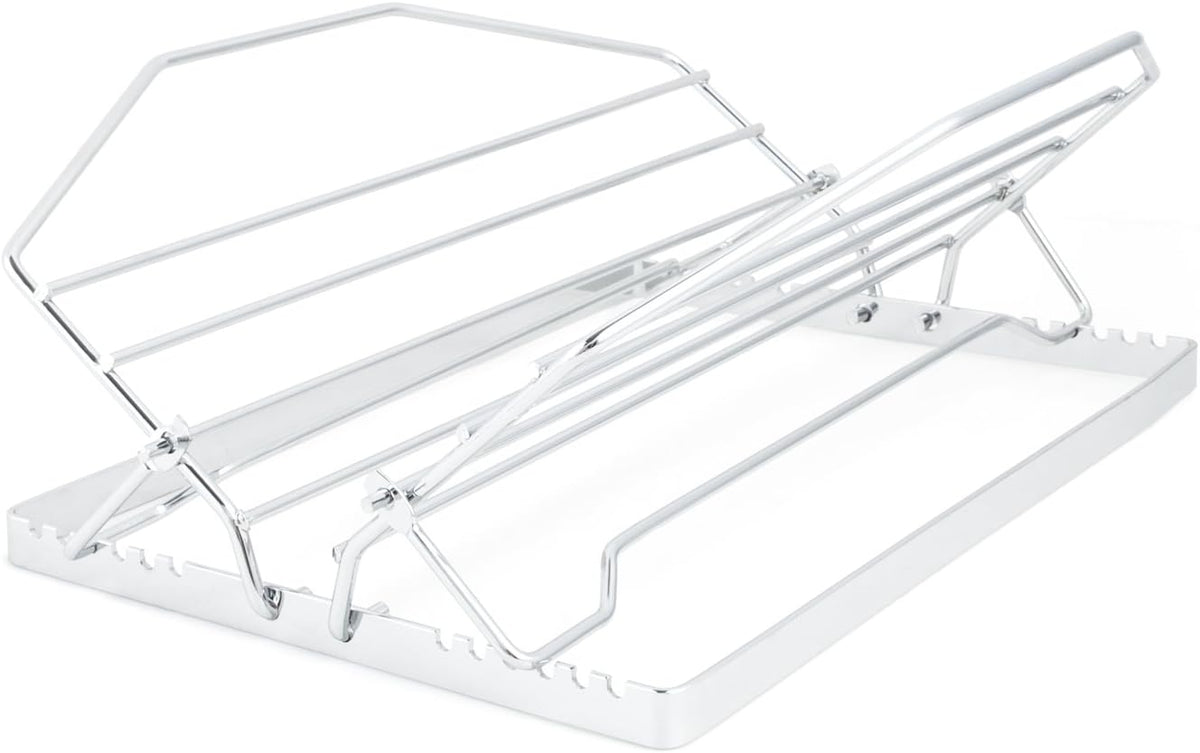 Fox Run adjustable roasting rack front view in metallic finish