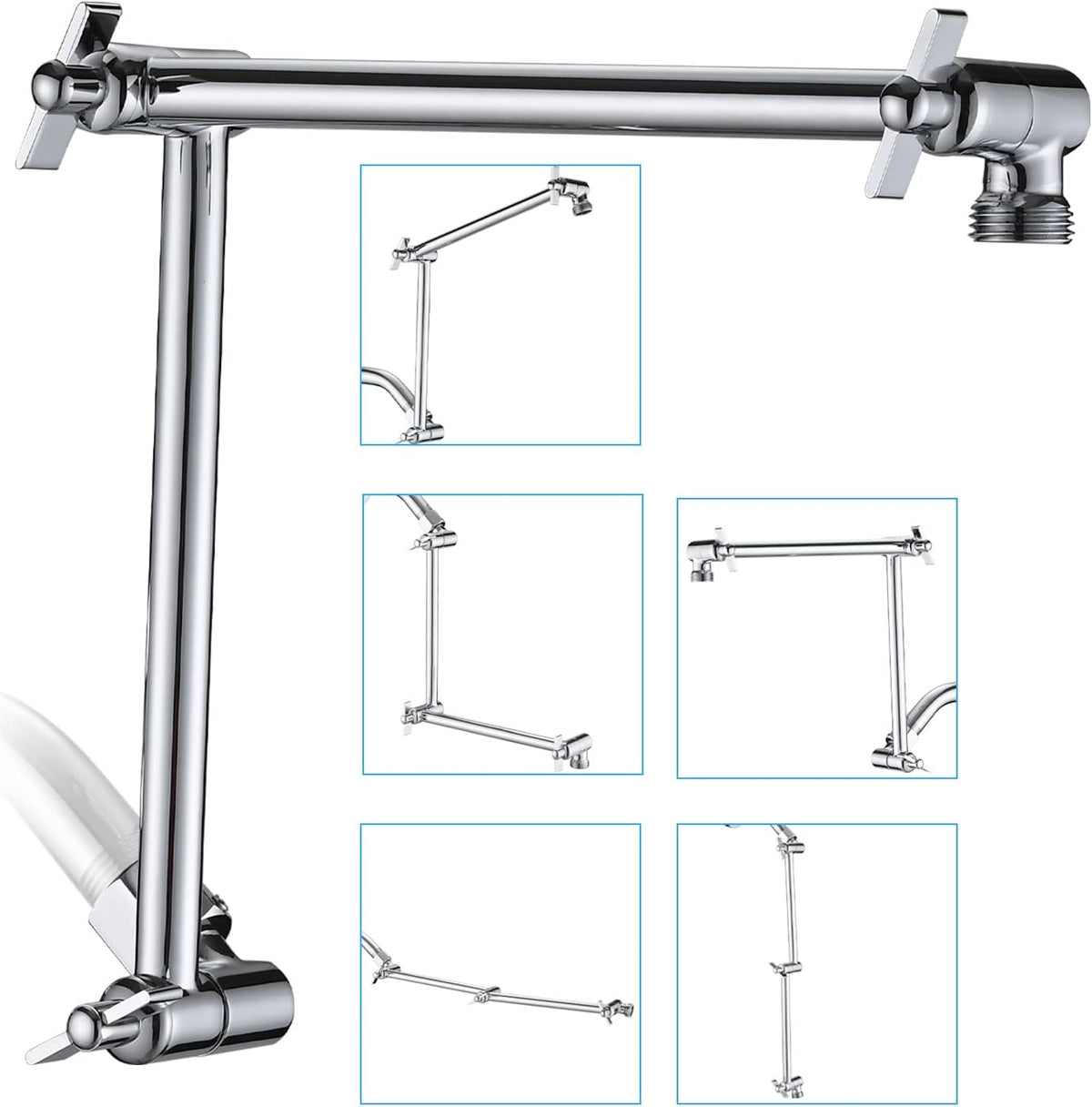PDPBath Shower Extension Arm, 16" Upgrade Solid Brass Shower Head Extender, Adjustable Height Extended with G1/2 Universal Connection for Rain & Handheld Shower Head - Oil Rubbed Bronze - Image 14