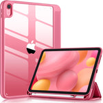 Wenlaty iPad 11th generation case front view in watermelon pink showing trifold design