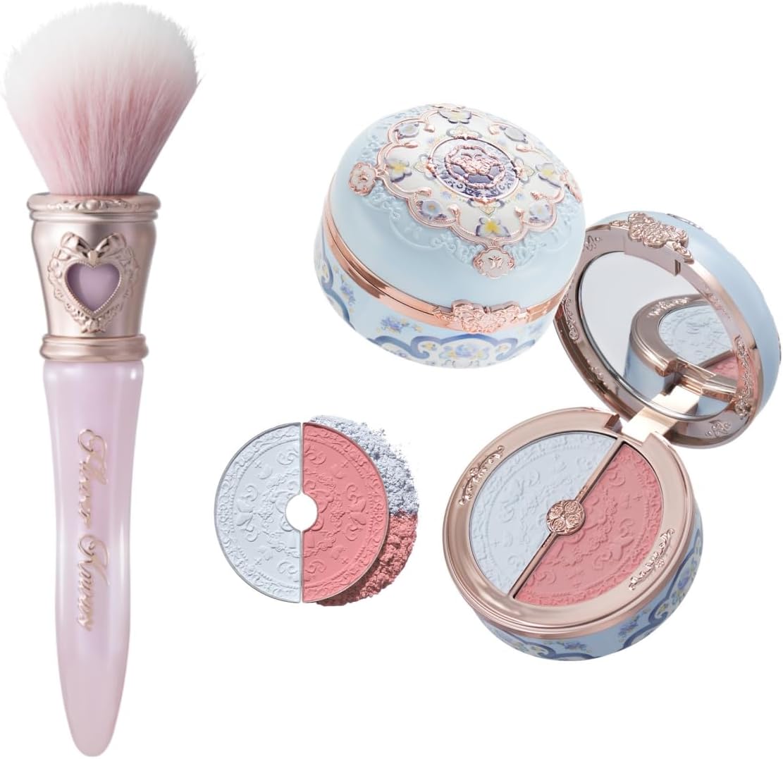 Flower Knows Butterfly Cloud Collar Rouge Box Highlighting & Blush Duo Powder+Bunny Garden Blush Brush - Image 1