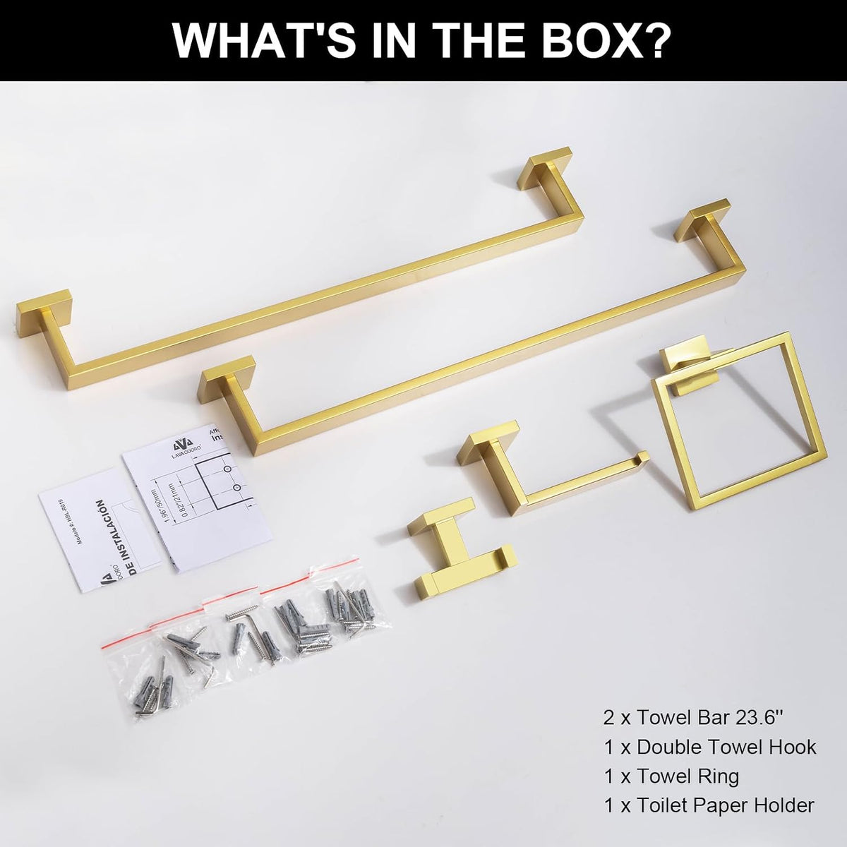 Lava Odoro modern square design hardware set installed in contemporary bathroom