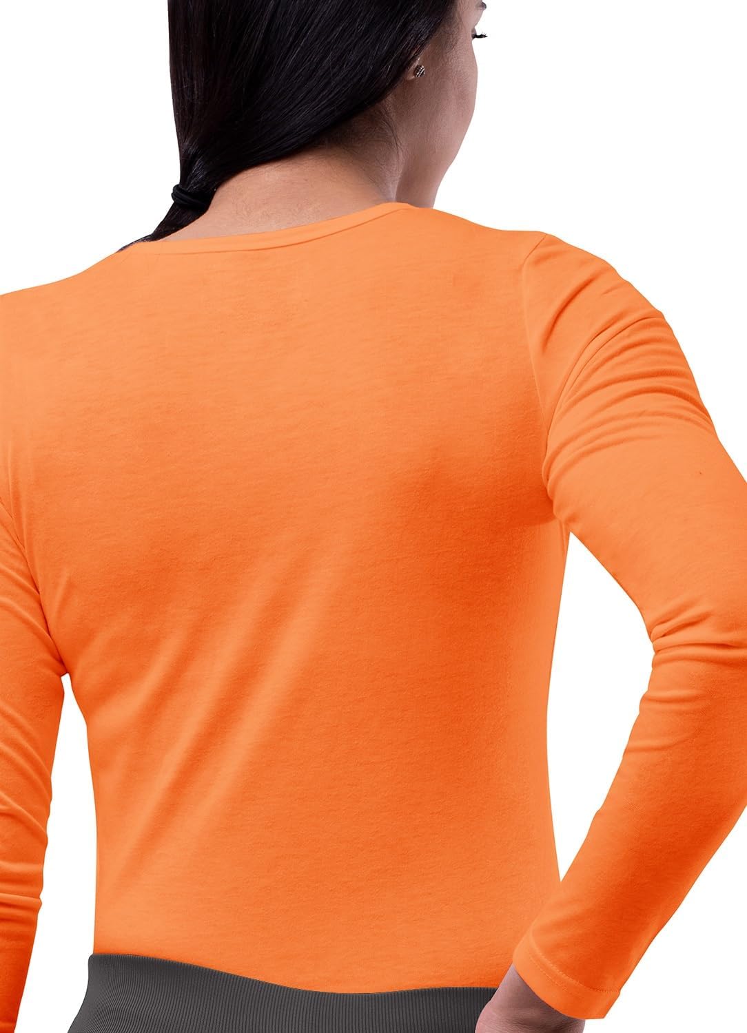 Sivvan neon orange medical underscrub tee neckline detail