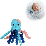 Generic handmade crochet octopus front view blue newborn plush toy