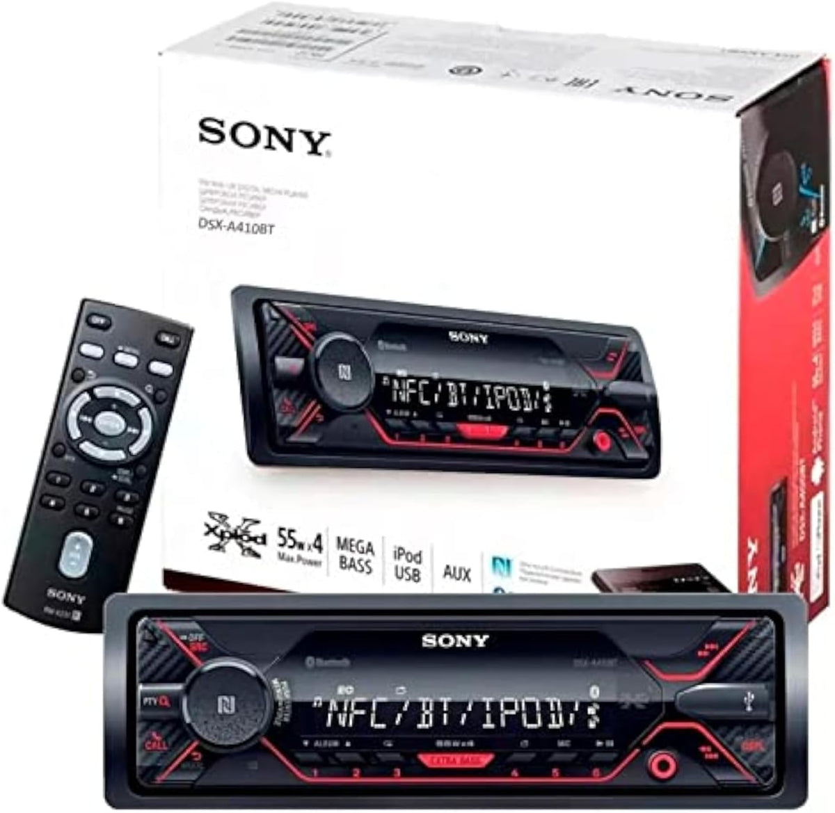 Sony DSX-A410BT Single Din Car Stereo Front View