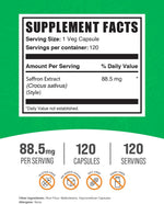 BulkSupplements Saffron Extract 120 count bottle label