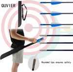 Fibreglass arrows with rounded safety tips and blue fletching