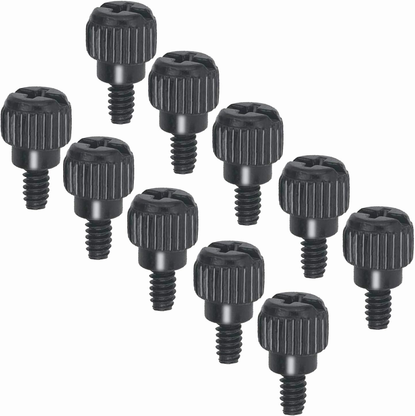 SGTKJSJS computer case thumbscrews 10 pack front view showcasing black textured knurled heads