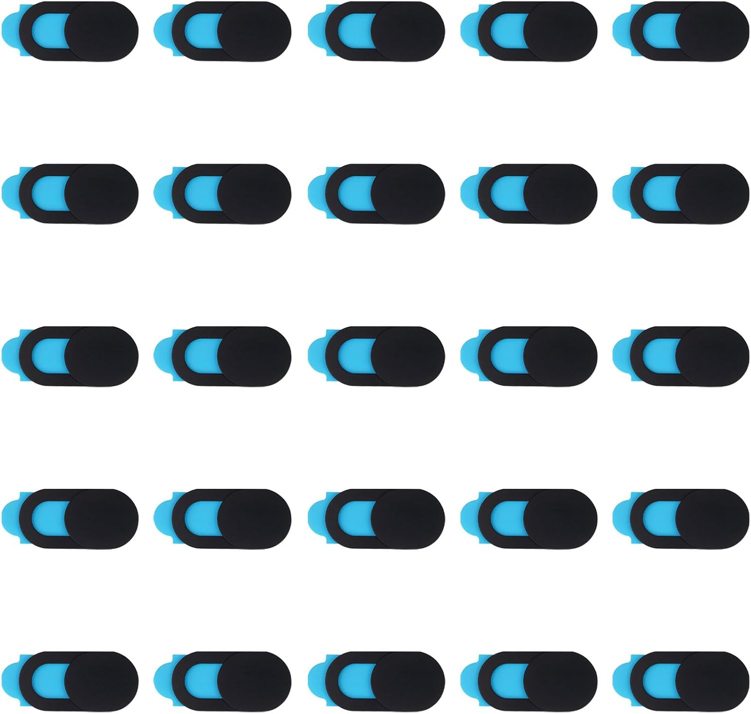 Brvlsoc webcam cover slide 25-pack front view showing black privacy sliders