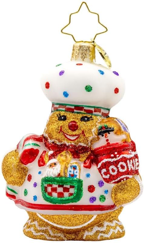 Close-up of glitter finish on Santa glass ornament