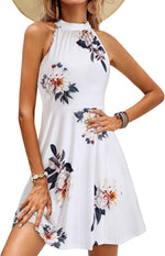 OUGES Women's Halter Neck Floral Summer Casual Vacation Sundress 2026 | Lightweight, Soft,Summer Casual Sundress 2026, A-Line Beach Dress for Holiday, Daily Wear - Image 14