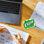 Side angle view of the Wrigley's Extra Spearmint ten pack box illustrating the official barcode and manufacturing details.