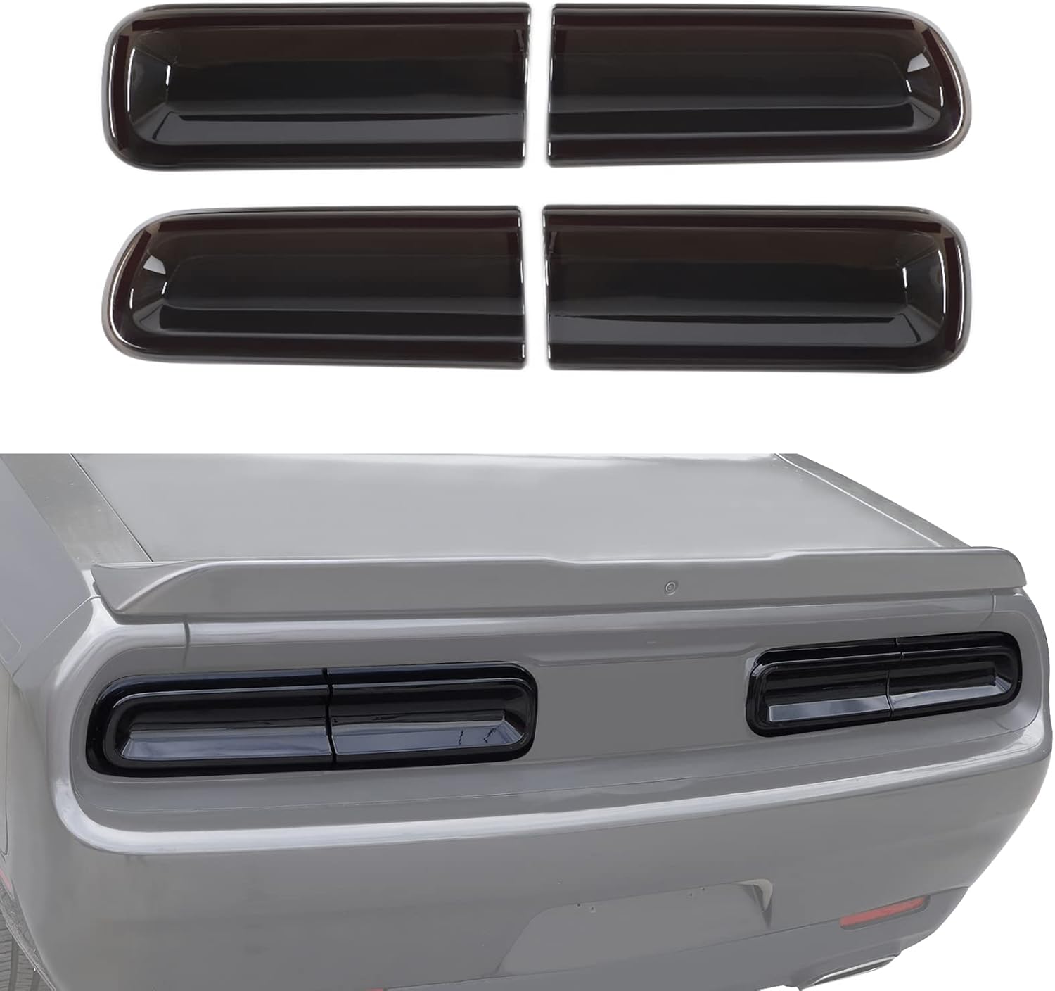 JeCar smoked tail light covers for Dodge Challenger rear view