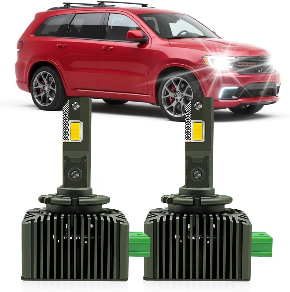 TEENRAM Dodge Durango D3S Xenon Headlight Bulbs front view showcasing premium packaging and dual beam construction.