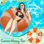 Durable PVC inflatable swimming tube with striped design
