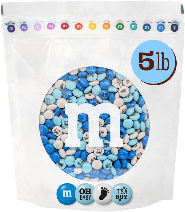 M&M'S It's A Boy Milk Chocolate Candy 2lb Bag with White, Light Blue, and Blue M&M'S for Baby Boy Showers, Gender Reveal Parties, and Baby Celebration Favors - Image 12