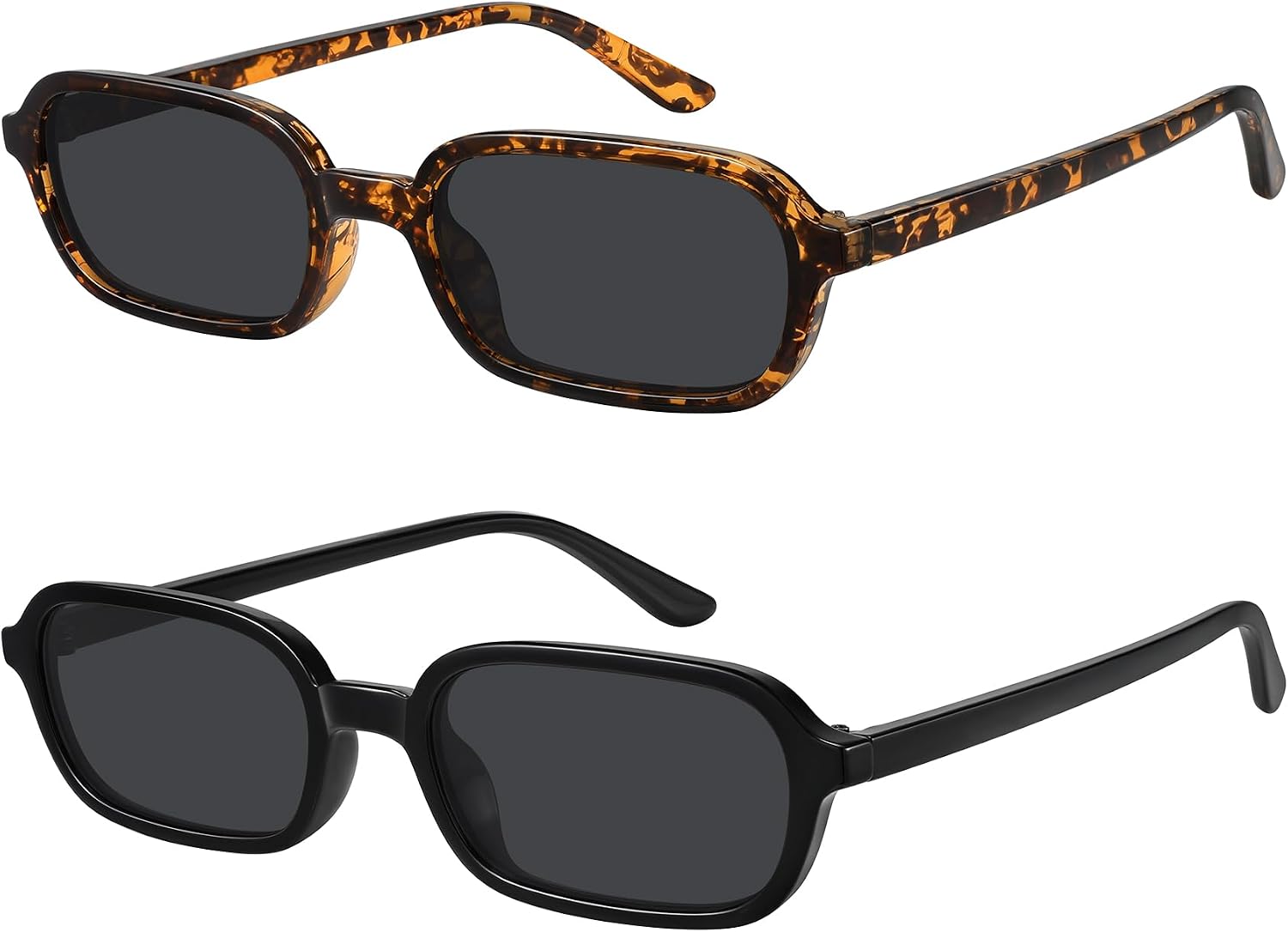WOWSUN retro rectangle sunglasses front view trendy 90s sunnies