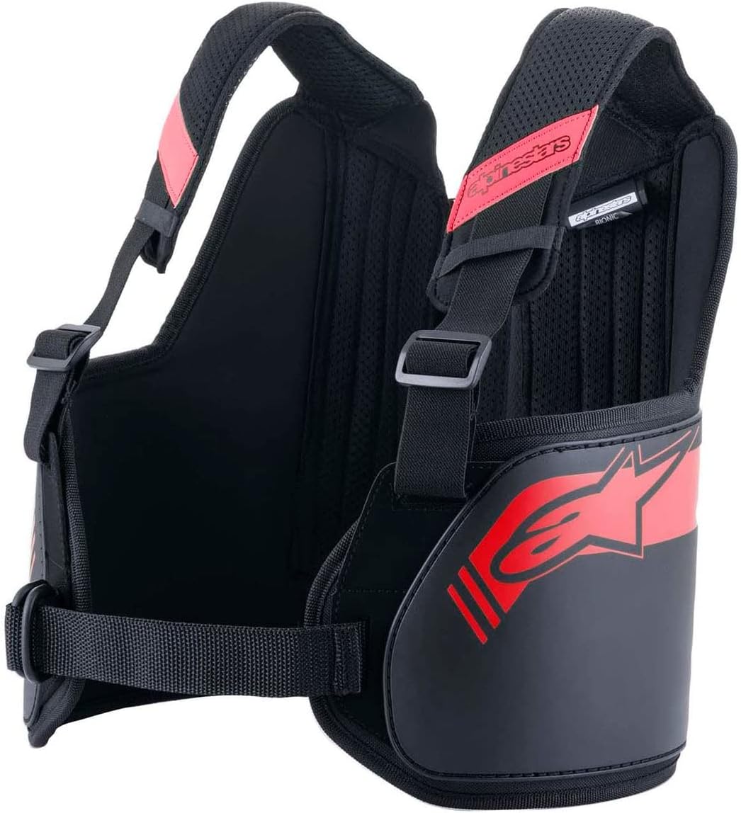 Alpinestars Bionic Air Rib Protector front view in black and red for karting safety.