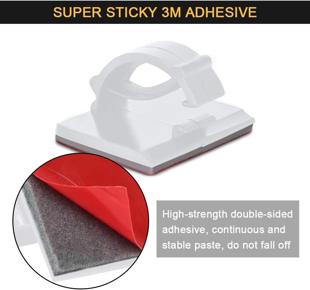 30PCS Self Adhesive Cable Clips with 3M Strong Wire Holders Cord Organizer - Image 4