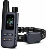 HapTop remote dog training shock collar front view showing the digital screen and deep blue receiver.