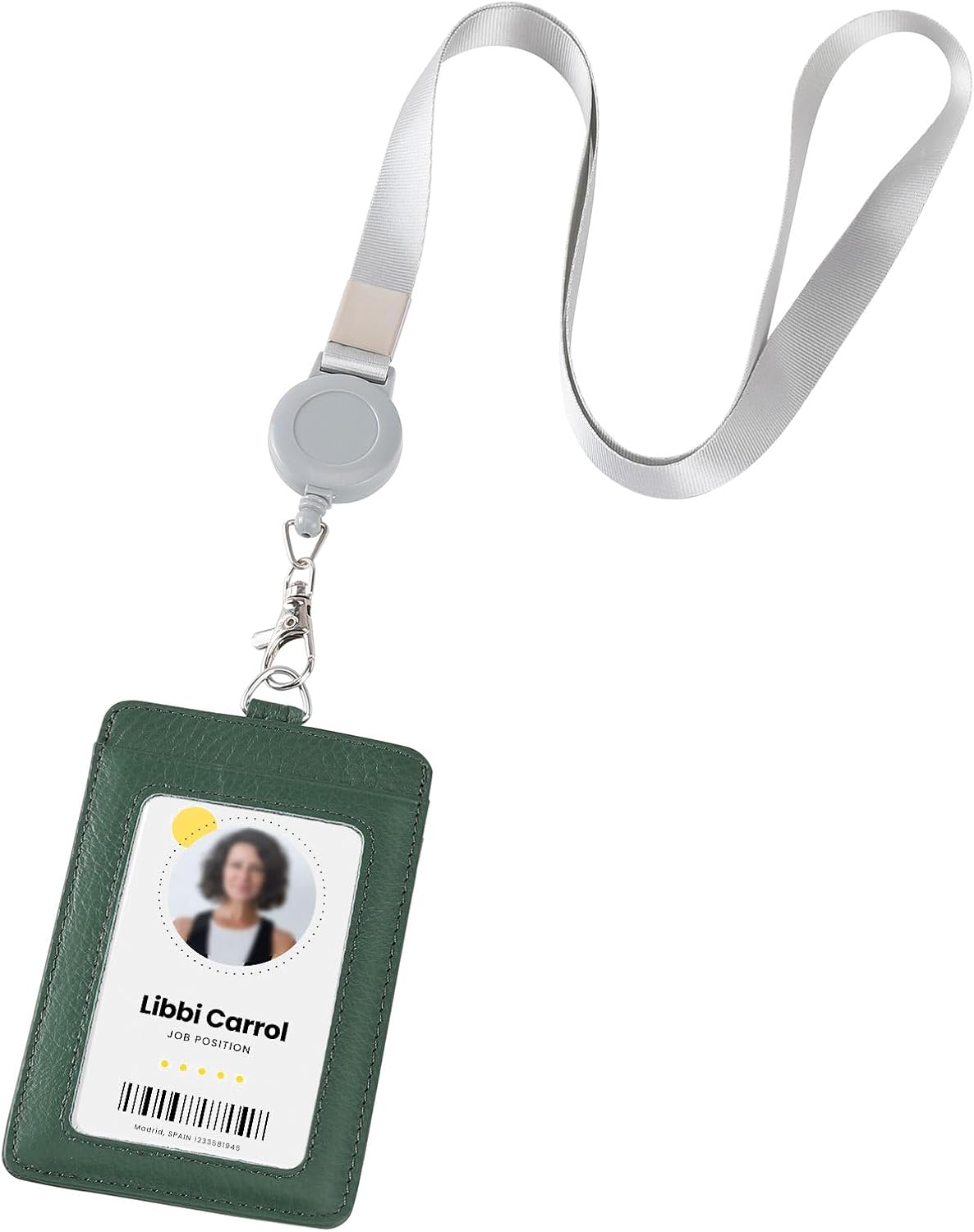 Genuine Leather id Badge Holder with Lanyard,Soft,ID Card Holder,Up to 20 Colors and Grains to Choose,frommultiple Card Slots,Vertical Work Name Badge case (187) - Image 12