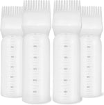 ONLYFU 4 Piece Root Comb Applicator Bottle front view showing white plastic hair oiling bottle with integrated comb cap