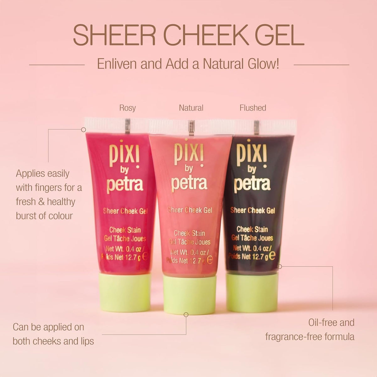 Pixi Sheer Cheek Gel Flushed applied on skin for natural look