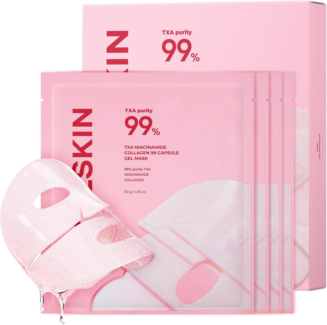 Aprilskin TXA Pink Capsule Gel Mask front packaging view showcasing Korean glass skin benefits.