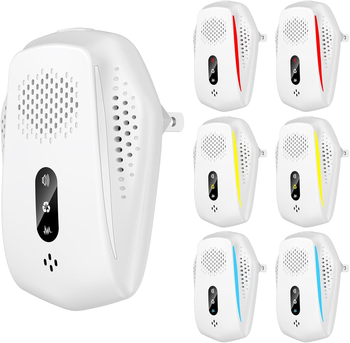 K&J ultrasonic rodent and pest indoor repeller front view plugged into wall outlet