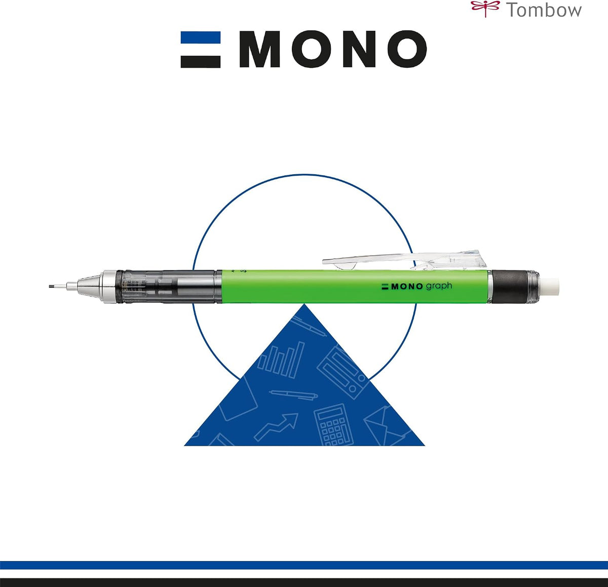 Tombow neon blue mechanical pencil displayed horizontally