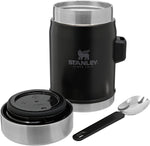 Premium matte black Stanley legendary food jar for Indian commuters.