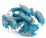 Tootsie Roll Blue Frooties individually wrapped blue raspberry candy pieces close up