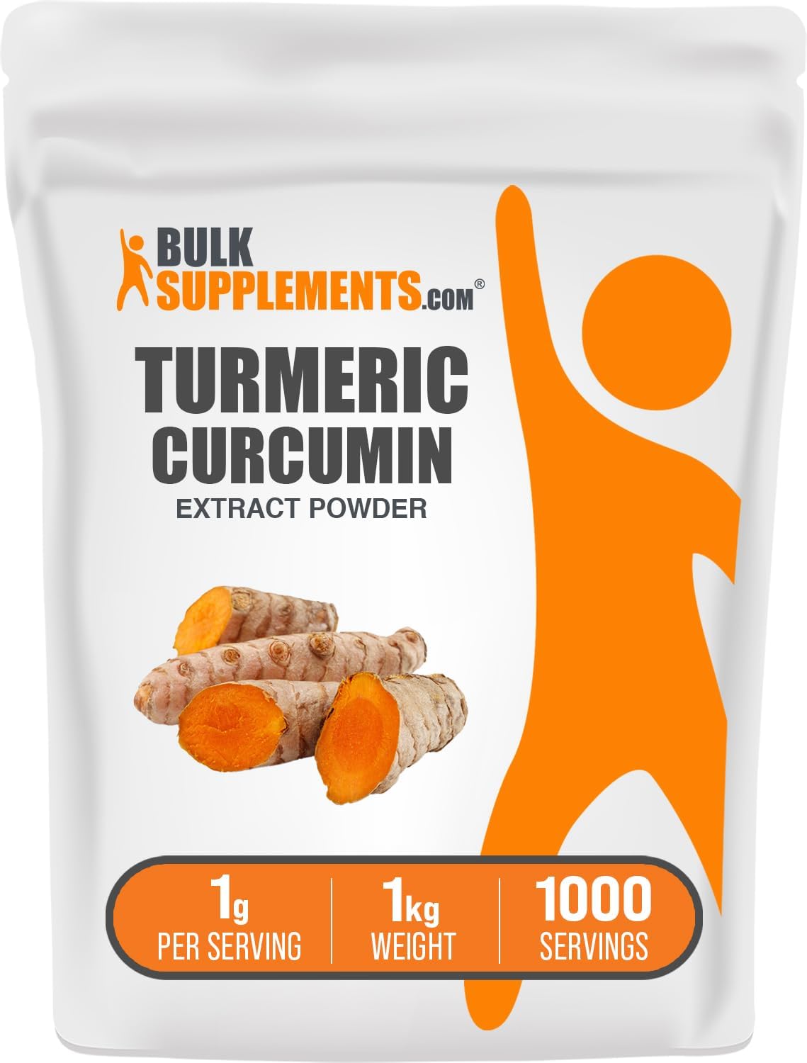 BulkSupplements Turmeric Curcumin Powder 50 grams package back label.
