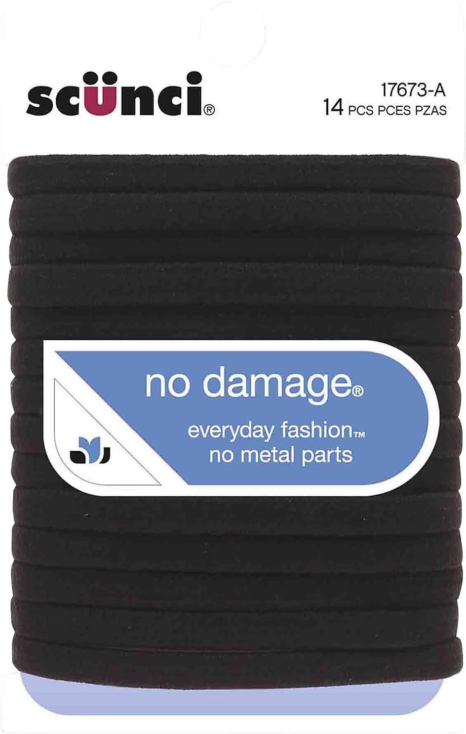 Scunci No Damage Elastic Hair Bands Black front packaging view buy online