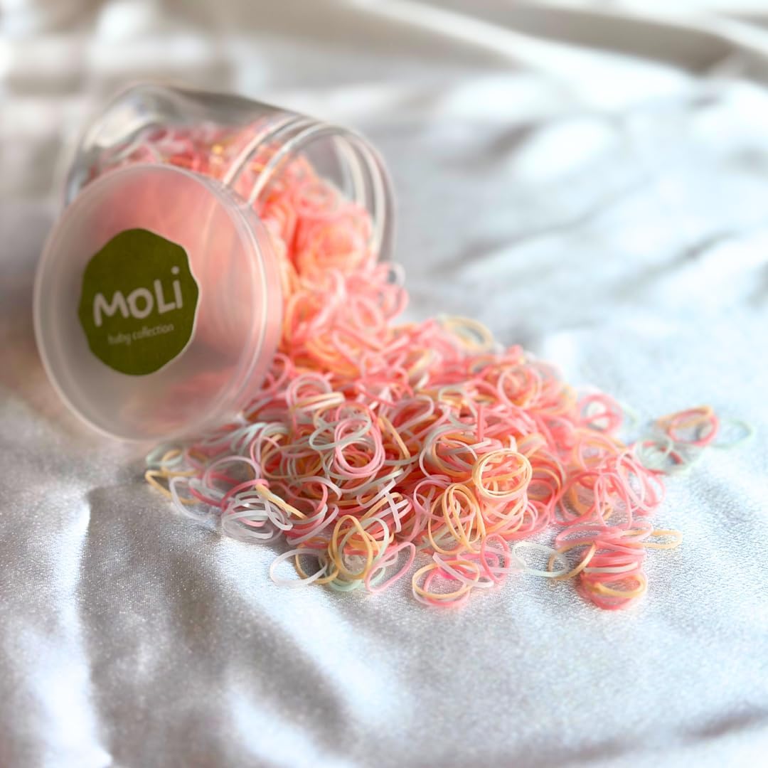MoLi Baby Collection 1500 piece hair elastics jar front view