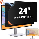 Mamol magnetic privacy screen for 24 inch monitor front view highlighting dark anti spy side angles.