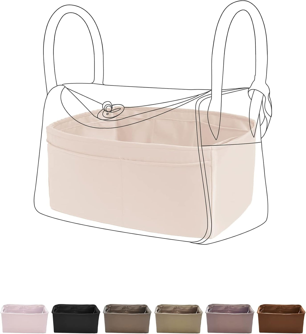 DGAZ Silk Purse Organizer Insert for Lindy Bag(Etoupe greyLD26) | Soft and Lightweight,Perfect Fit,Multi-pocket Storage,Bag Protector,Luxury Bag Care,Handmade,for Smooth Bag Organizer - Image 10