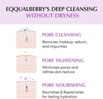 Eqqualberry facial cleansing oil texture and pump dispenser