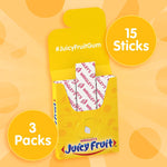 Close up of individually wrapped classic sweet fruit flavored gum sticks.