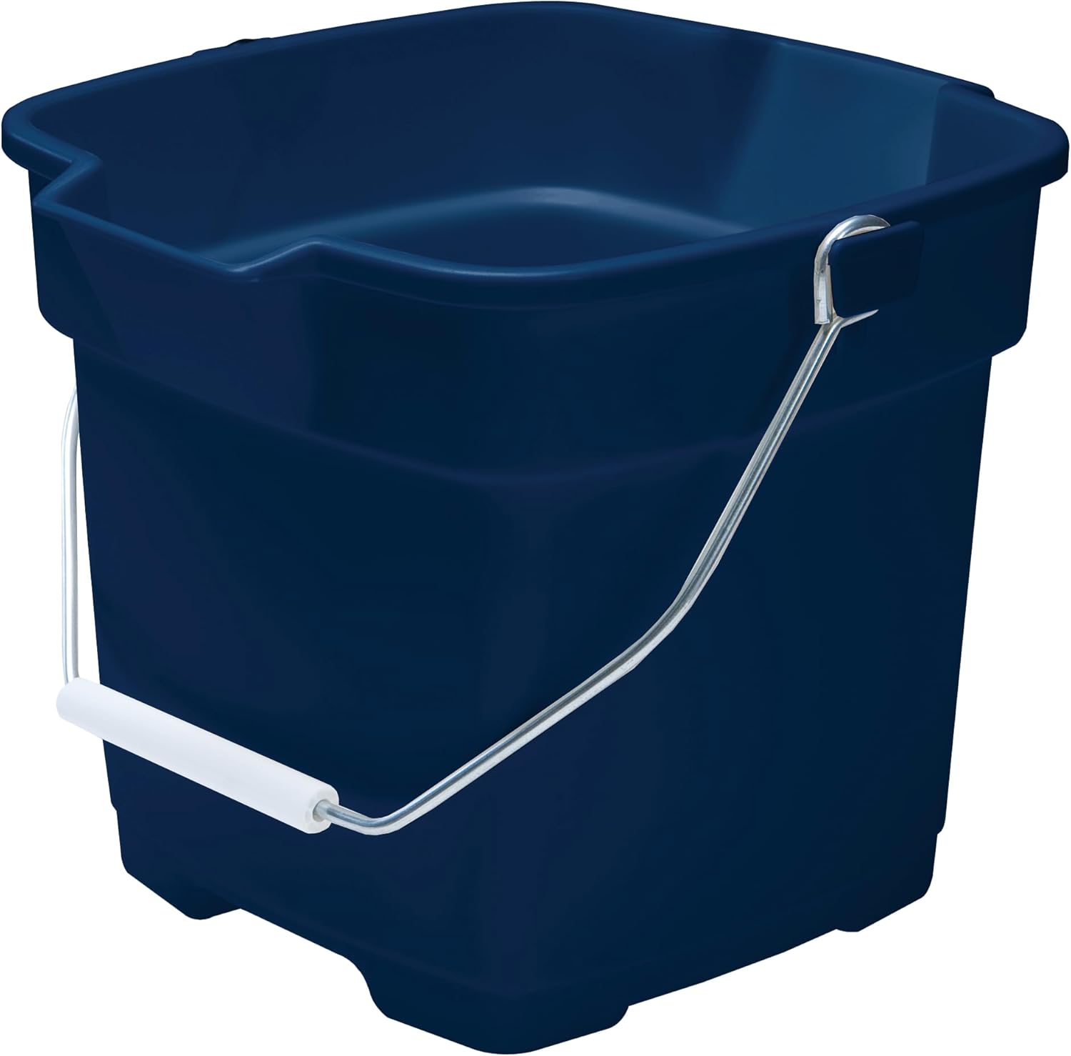 Rubbermaid Roughneck 12 Quart Square Bucket in Blue front view heavy duty cleaning pail