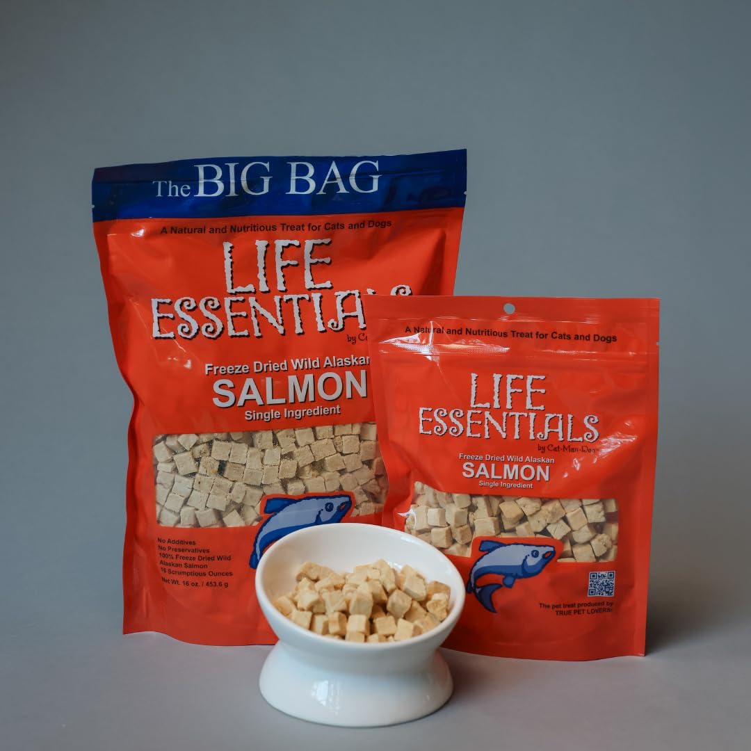 High protein grain free salmon treats nutritional profile back label view