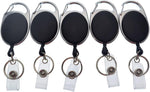 Specialist ID brand retractable oval badge reel front view in solid black.