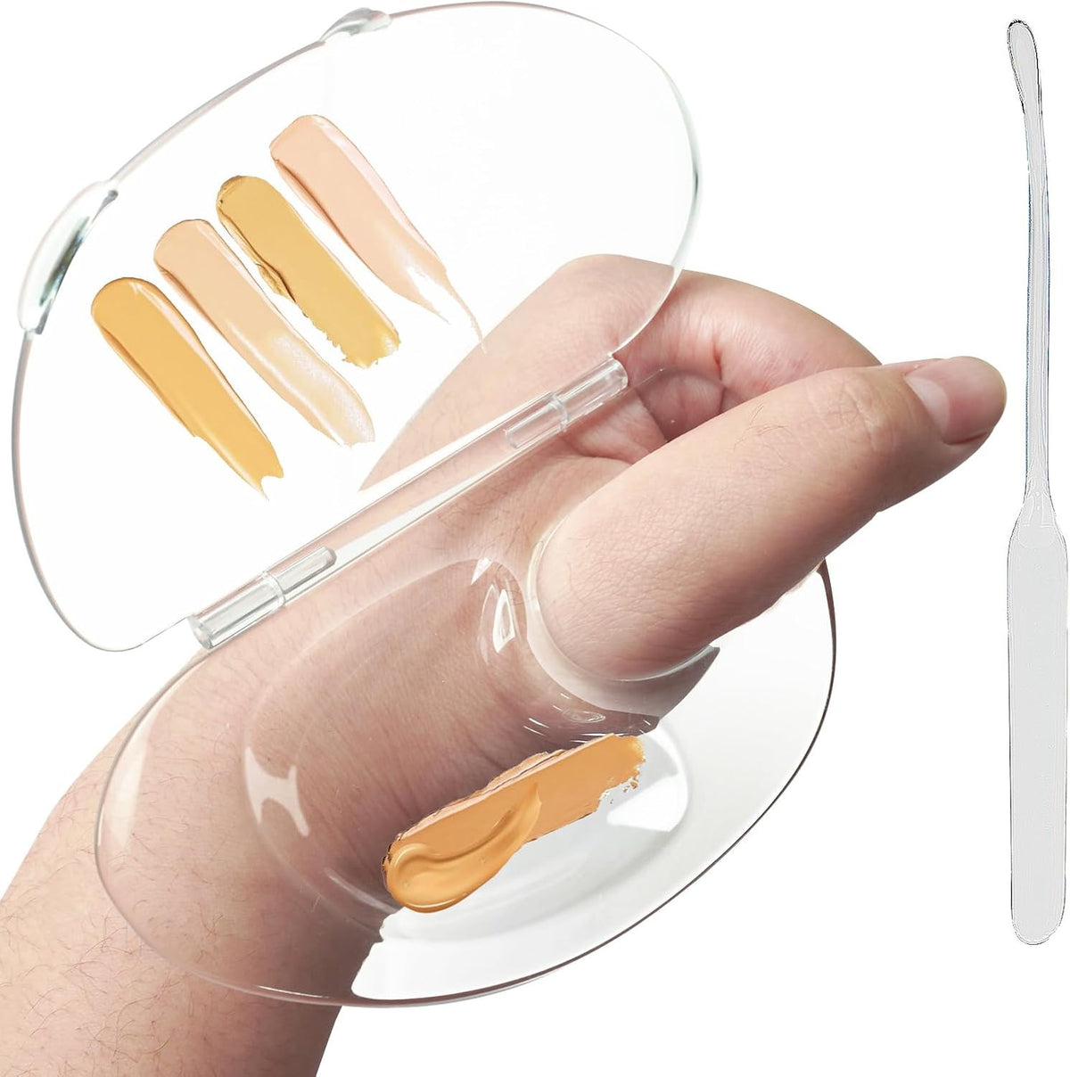 Getpuchra transparent makeup mixing palette front view with spatula