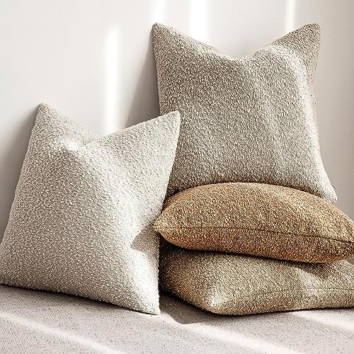 Foindtower imported luxury mid century style boucle throw pillow covers enhancing a contemporary home interior