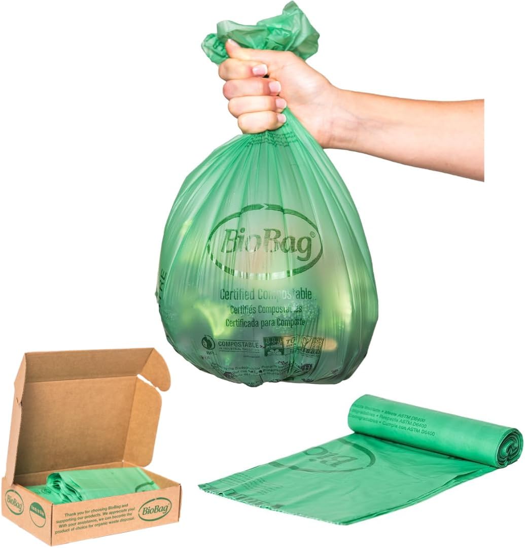BioBag 3 Gallon Compostable Food Scrap Bags front view eco-friendly kitchen liners